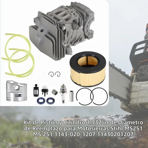 Vista 2 de Kit de pistón de cilindro YSMN 1.732 in reemplazo para Stihl MS251 MS 251