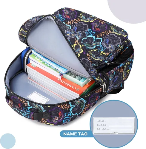 Vista 4 de abshoo Lindas mochilas ligeras para niños de 4 a 8 años de edad (coches negro)