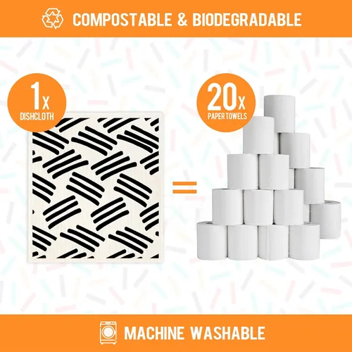 Vista 3 de Morigins Paños de cocina suecos para cocina, paquete de 6 paños de cocina suecos minimalistas negros, paños de esponja de celulosa, toallas de papel