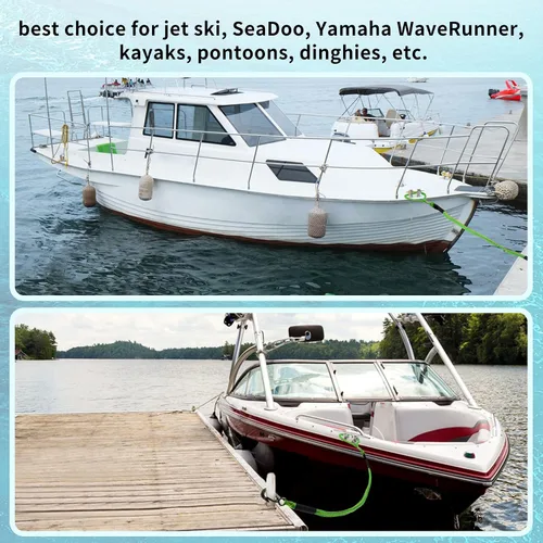 Vista 6 de Líneas de muelle elástico para barcos, líneas de amarre marinas, cuerda de barco para acoplamiento con bucle y accesorios de clip para moto