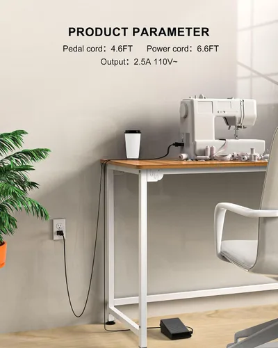 Vista 7 de Cable de alimentación de pedal de repuesto para máquina de coser Singer, enchufe de forma D compatible con Singer 4452 4432 4423 4411 5554 5532 5523