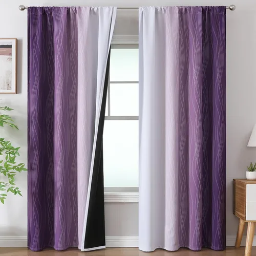 Vista 28 de Estelar Textiler Cortinas oscurecedoras beige y blanco grisáceo de 45 pulgadas de largo, cortinas graduadas con bloqueo de luz para baño, cortinas