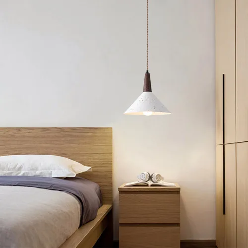 Vista 6 de Modern Solid Wood Pendant Light Fixtures Industrial Metal Hanging Lamp Nordic Adjustable Height Pendant Lighting for Kitchen Sink Bar Office Dining