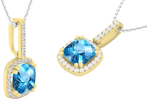 Vista 2 de Dazzlingrock Collection Colgante halo de 14 quilates para mujer (cadena plateada incluida), oro amarillo