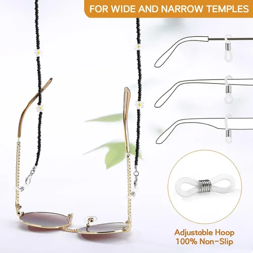 Vista 4 de humlbird Cadena de gafas de sol con cuentas de cristal curativo con perlas para mujer