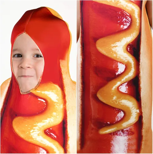 Vista 5 de Disfraz de perro caliente para niños disfraz de perro caliente de lujo para niños disfraz de comida para niños