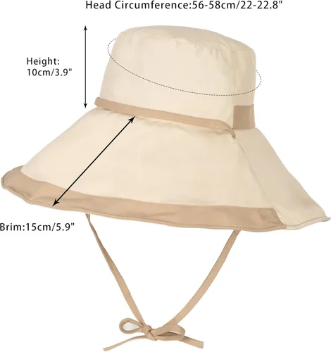 Vista 3 de Sombrero de sol de ala ancha UPF 50+ para mujer, transpirable, con protección UV, plegable para la playa al aire libre Beige