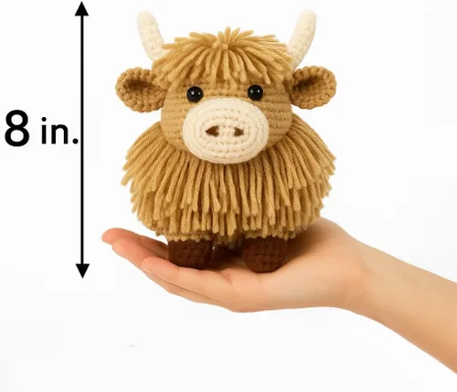 Vista 7 de LEISURE ARTS Kit de ganchillo Amigurumi Highland Cow, Bronceado, Principiante para Adultos, Kit de Animales, Crotchet