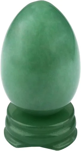 Vista 10 de Rockcloud Esfera de huevo de cristal curativo de 1.7 pulgadas con soporte Verde