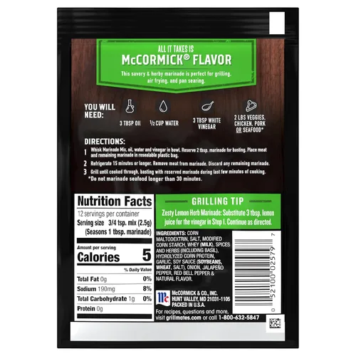 Vista 2 de McCormick Grill Mates Zesty - Mezcla de adobo de hierbas, 1.06 onzas
