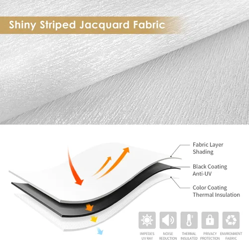 Vista 4 de ALLBRIGHT Persianas enrollables para ventanas, 100 % opacas, tela de protección UV, persianas con jacquard a rayas, persianas enrollables