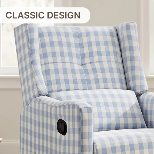 Vista 8 de KISLOT Silla reclinable giratoria, planeador manual para guardería, cuadros Cuadros azules