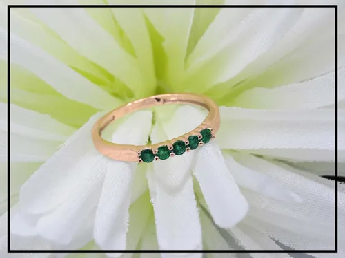 Vista 100 de Dazzlingrock Collection Anillo de boda redondo de 5 piedras preciosas o diamantes para mujer en oro macizo de 10 K/14 K/18 K