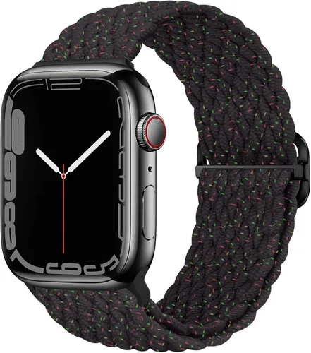 Vista 15 de Qimela - Correa elástica Solo Loop compatible con Apple Watch de 49 mm, 46 mm, 45 mm, 44 mm, 42 mm, 41 mm, 40 mm y 38 mm, correa trenzada Verde
