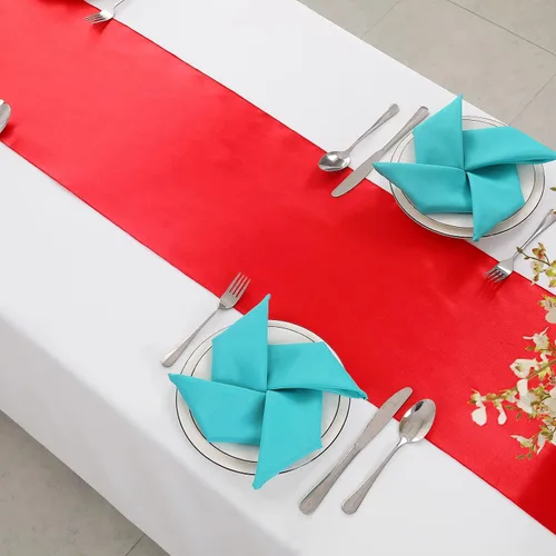 Vista 4 de Horbaunal - Juego de 12 caminos de mesa de satén rojos de 12 x 108 pulgadas, caminos de mesa suaves para bodas, banquetes y fiestas de cumpleaños