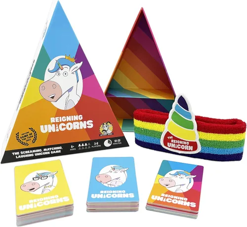 Vista 2 de Reigning Unicorns, juego de cartas de unicornio gritando, divertido y rápido juego de fiesta para adultos noche de juego, lo mejor para niñas, niños
