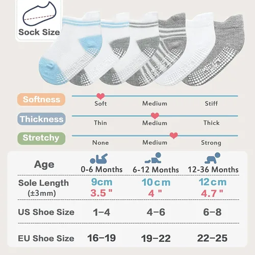 Vista 6 de Baby Socks With Non Slip Grips Toddler Socks Infant Socks For 0-66-1212-36 months Baby Boy Girl by Miss Fong Wear