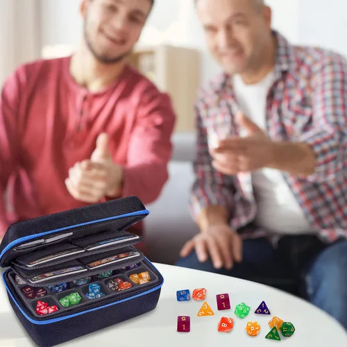 Vista 7 de SIQUK Estuche de Almacenamiento de Dados de Gran Capacidad Caja de Dados con Bandeja Ranurada Extraíble Doble y Asa, Organizador Soporte de Dados