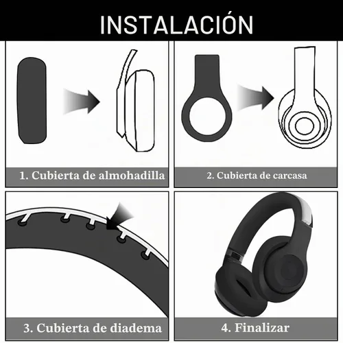 Vista 7 de Studio Pro 3 en 1 - Fundas de silicona para los oídos, antiarañazos, cubierta para la cabeza, para auriculares Beats Studio Pro, accesorios Negro