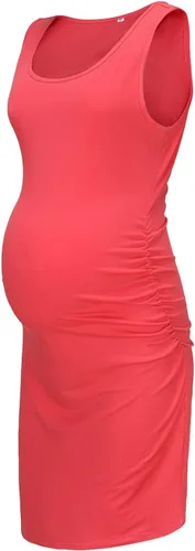 Vista 2 de KUNINDOME Vestidos de maternidad para uso diario, fotografía de baby shower, vestidos sin mangas de manga corta, fruncido lateral