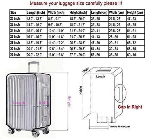 Vista 4 de Funda protectora de equipaje, funda de maleta de PVC transparente, protector de equipaje impermeable para maletas con ruedas, se adapta a la mayoría