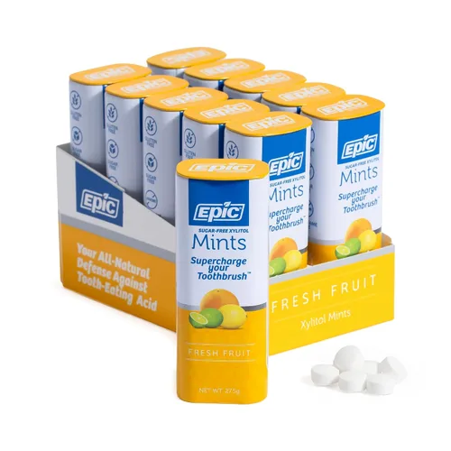 Vista 20 de Epic Mentas de Xilitol 100% - Sin Aspartamo, Sin Azúcar - Mentas con Sabor a Canela, 55 Piezas (Paquete de 5) 100% xilitol; sin OGM; vegano; apoya