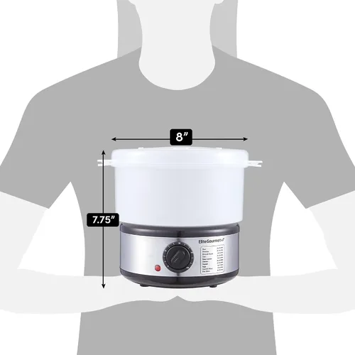 Vista 7 de Elite Gourmet EST250 - Mini vaporizador eléctrico compacto de alimentos y vegetales de 2.5 cuartos, 400 W con bandeja sin BPA, temporizador