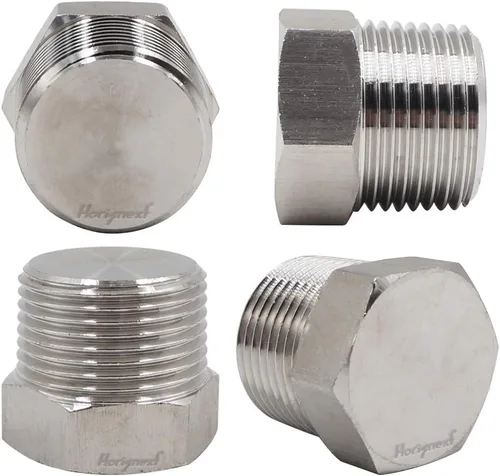 Vista 4 de NPT 1 rosca macho macho de acero inoxidable cabeza hexagonal accesorio de tubería de agua, se adapta al colector de latón de tapa (paquete de 2)
