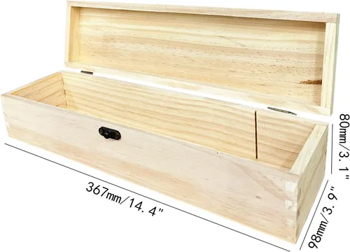 Vista 2 de Caja de madera sin terminar para manualidades con cierre Caja de madera sin pintar rectangular para herramientas de artista de bricolaje Estuche
