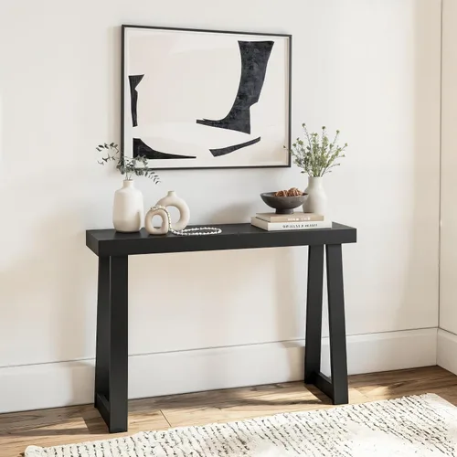 Vista 11 de Plank+Beam Mesa consola de madera maciza, 36 pulgadas, mesa de sofá, mesa de entrada estrecha para pasillo, detrás del sofá, sala de estar, Negro