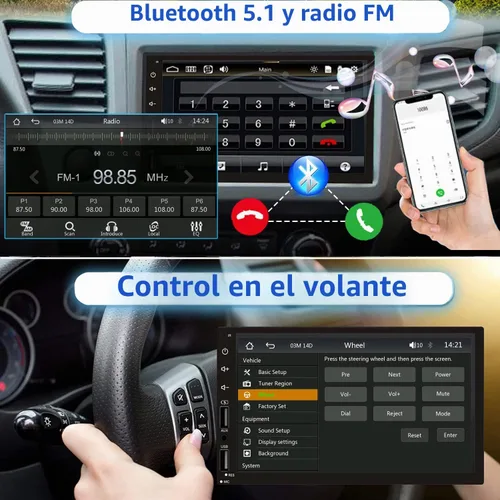 Vista 3 de Estéreo de Coche Doble DIN con Apple CarPlay Inalámbrico y Android Auto, Receptor de Audio de Coche con Pantalla Táctil de 7 Pulgadas, Radio