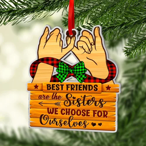 Vista 4 de Adorno de Navidad de Friends 2023, Besties Forever, adorno de aluminio de doble cara (no 3D), regalo para Navidad, decoración de mejores amigas son
