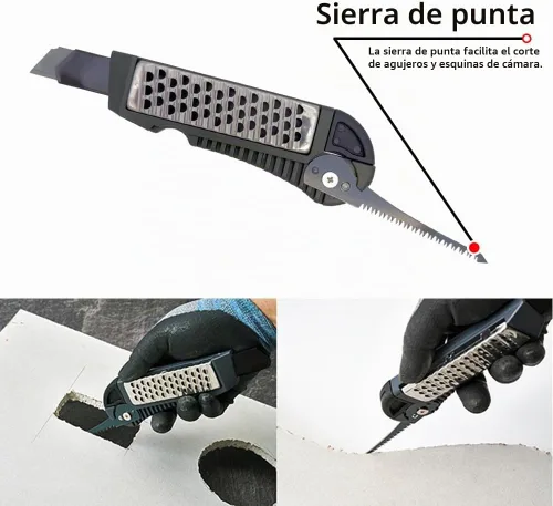 Vista 4 de Paneles de yeso 4 en 1 Multi Cuchillo para paneles de yeso Multiherramienta para paneles de yeso Rasp Plaster Planer Jab Saw Cinta métrica Gancho