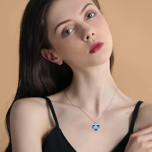 Vista 4 de LONAGO Irish Gifts for Women Heart Celtic Knot Necklace with Heart Shape Blue Crystal from Austria Birthday Gift for Women Girl