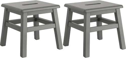 Vista 10 de eHemco Taburete escalón de madera maciza para adultos y niños, 12.25 pulgadas, blanco antiguo (no blanco puro) Fully Assembled, For Adults and