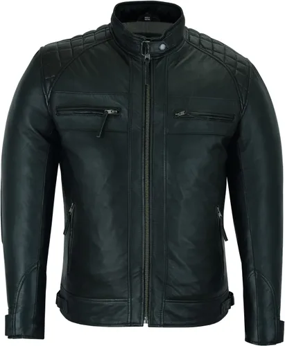 Vista 16 de Vance Leather ' Cafe Racer - Chaqueta de piel de cordero encerada para hombre, color marrón Austin