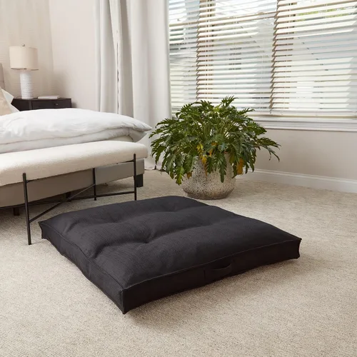 Vista 2 de Almohada cuadrada copetuda con funda extraíble, negro, grande (40 pulgadas)