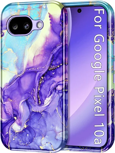 Vista 23 de Btscase Funda para Google Pixel 9 Pro 2024 [grado militar a prueba de golpes] elegante patrón de mármol delgado protector 3 capas de policarbonato