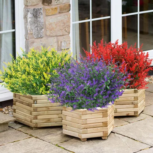 Vista 3 de GREENRAIN 8 ramilletes de flores artificiales de lavanda 3#amarillo