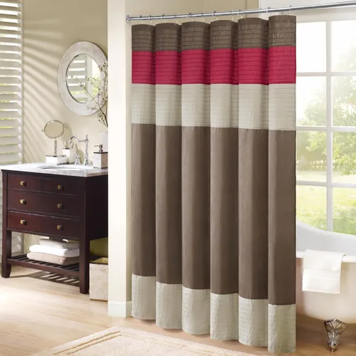 Vista 16 de Madison Park Amherst - Cortina de ducha para baño, 72 x 72 pulgadas, seda sintética, color aguamarina Clásico moderno, brillo ligero, a rayas