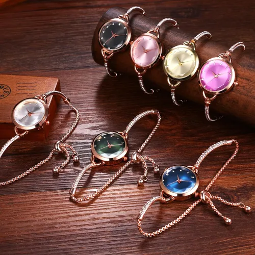 Vista 7 de Avaner Relojes de pulsera de diamantes de imitación para mujer: reloj de pulsera elegante de cuarzo analógico de oro rosa