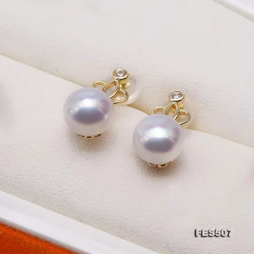 Vista 4 de JYX Pendientes de perlas de plata de ley con corona de 0295in redondos para mujer