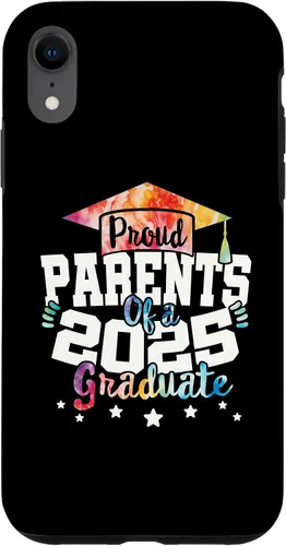 Vista 8 de iPhone 15 Parents of a 2025 Graduate Tie Dye Class Senior Graduation Case