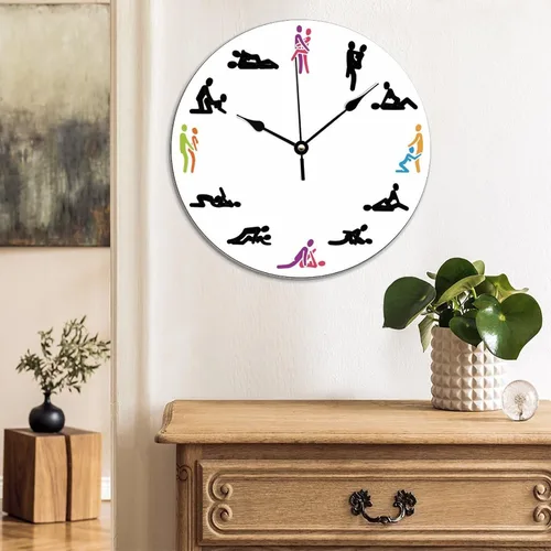 Vista 3 de ArogGeld Reloj de madera sexual, 12 posiciones, reloj de pared de madera, regalo del día de San Valentín, relojes decorativos de madera A-1