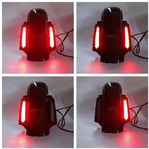 Vista 9 de TCT-MOTORPARTS Alforjas alargadas de 5 pulgadas con tapas de altavoces de 5x7" y sistema de guardabarros trasero LED para Harley Touring Street Road