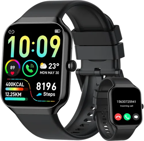 Vista 8 de Reloj inteligente para hombres y mujeres, rastreador de fitness, monitor de ritmo cardíaco, reloj inteligente táctil HD de 1.85" para Android iOS