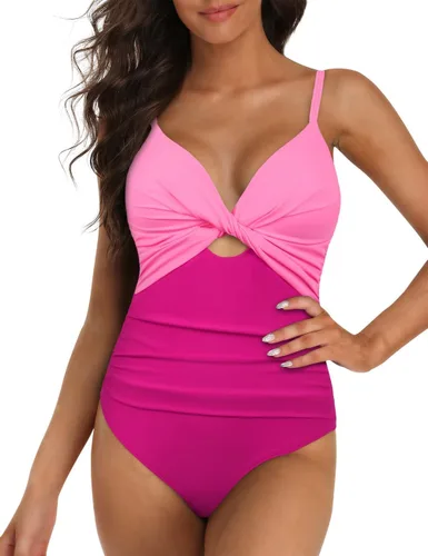 Vista 3 de Hilor Traje de baño de una pieza para mujer, con abertura frontal, sexy, monokini con control de abdomen