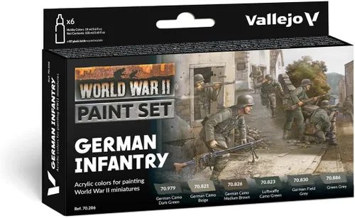 Vista 7 de Vallejo - Set de Pintura para Modelismo WWII Waffen SS Alemán Tonos Militares Históricos Colores Acrílicos Compatibles con Pinceles y Aerografos