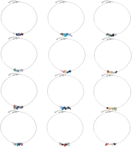 Vista 3 de Gargantilla con signo del zodiaco de 12 constelaciones, cristal crudo, piedra natural, curativa, chakra, horóscopo, astrología, joyería para mujer
