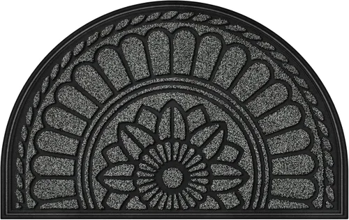 Vista 10 de Alfombra para Puerta Frontal Interior Exterior, Alfombra de Entrada Semicircular, Alfombra de Puerta de Goma Antideslizante Resistente de Medio